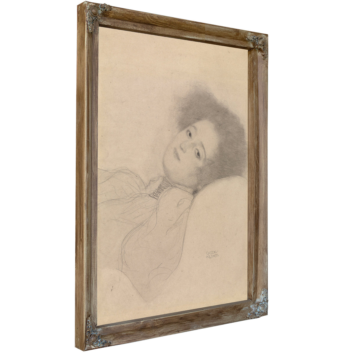 Portrait a Young Woman Reclining By Gustav Klimt