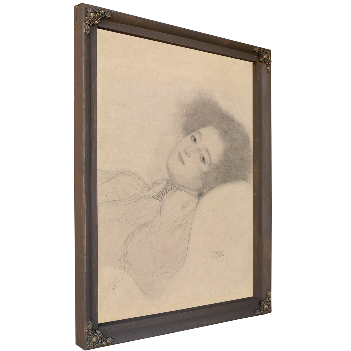 Portrait a Young Woman Reclining By Gustav Klimt