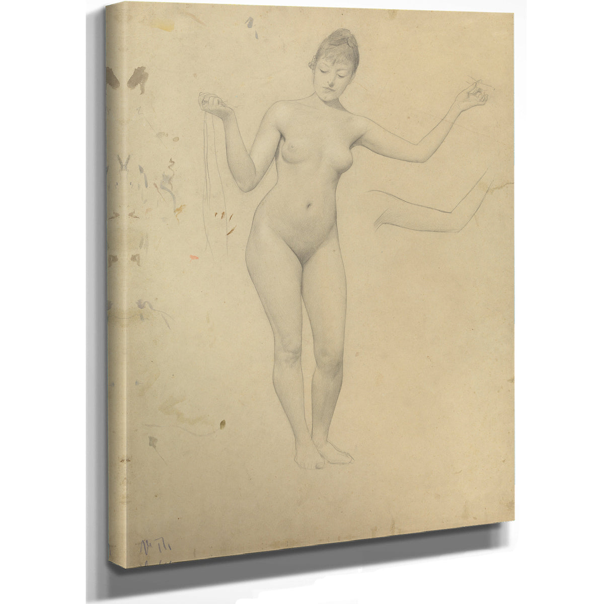 Stehender Weiblicher Akt Und Armstudie By Gustav Klimt