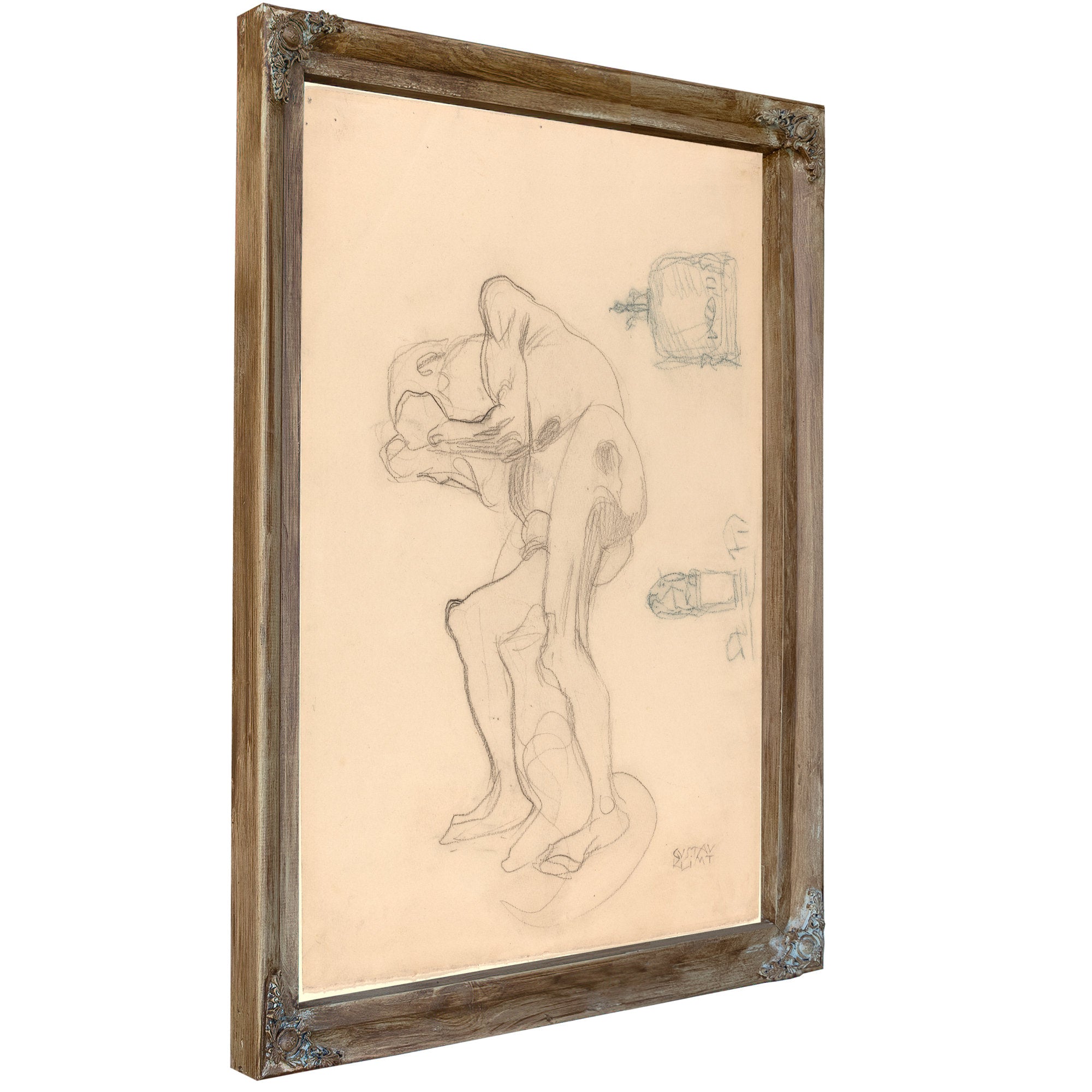Study a Nude Old Woman Clenching Her By Gustav Klimt