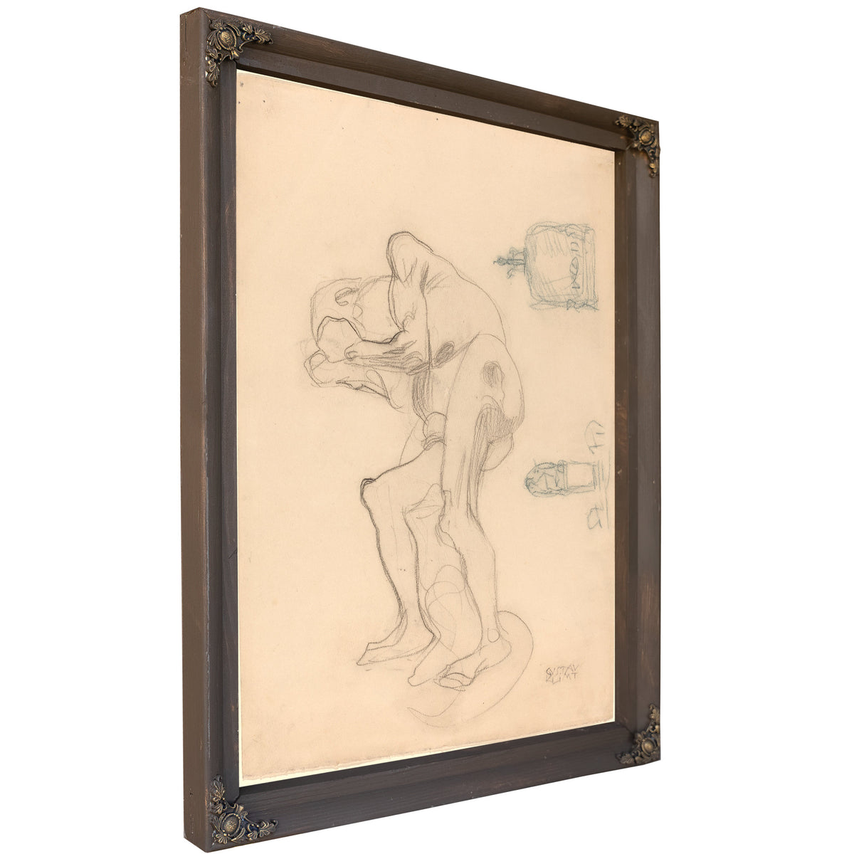 Study a Nude Old Woman Clenching Her By Gustav Klimt
