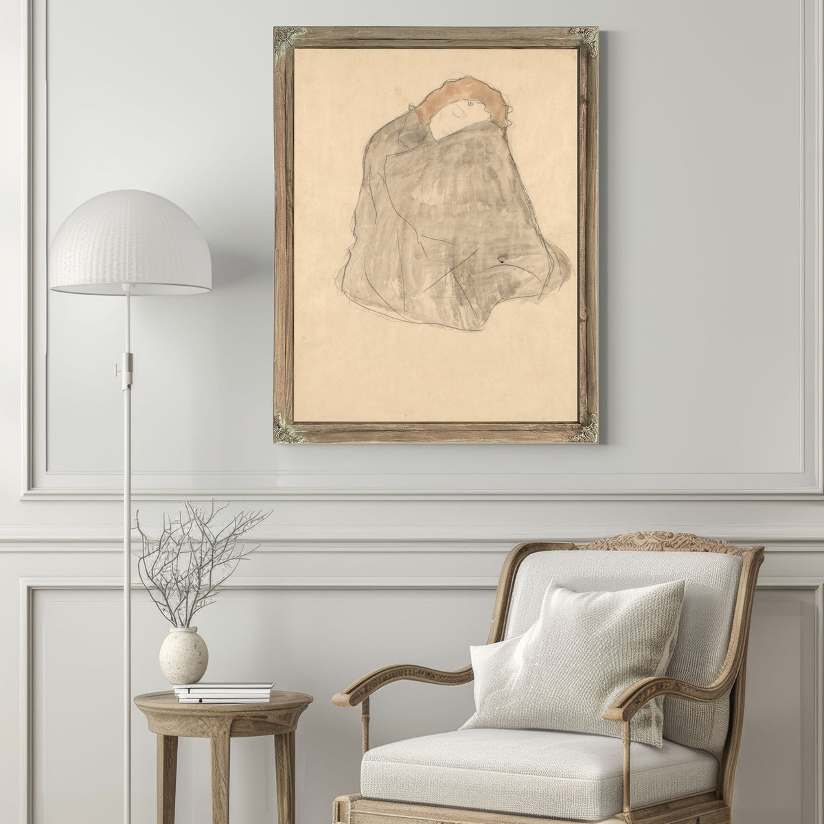 Zusammengekauert Sitzende Frau Dunklen By Gustav Klimt