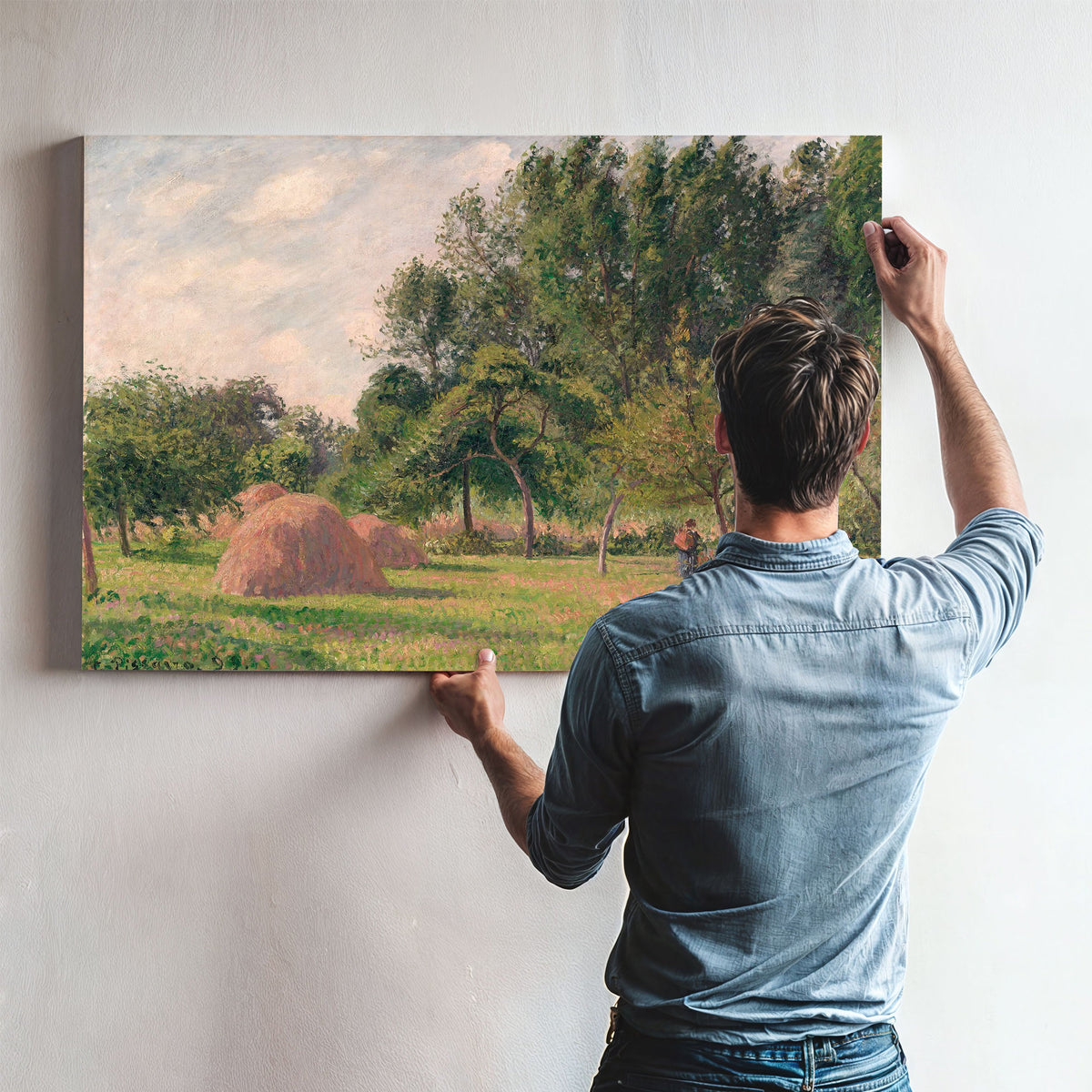 Haystacks Morning Eragny by Camille Pissarro