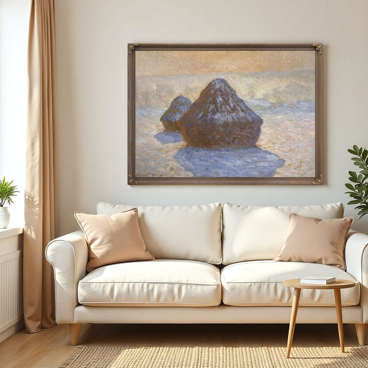 Haystacks Snow Effect By Claude Monet