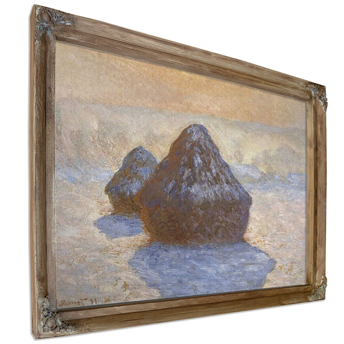 Haystacks Snow Effect By Claude Monet