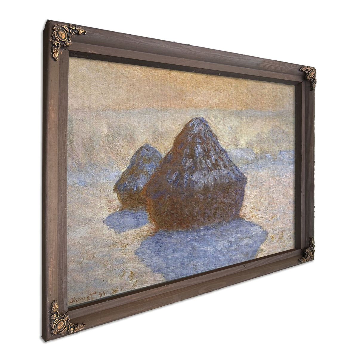 Haystacks Snow Effect By Claude Monet