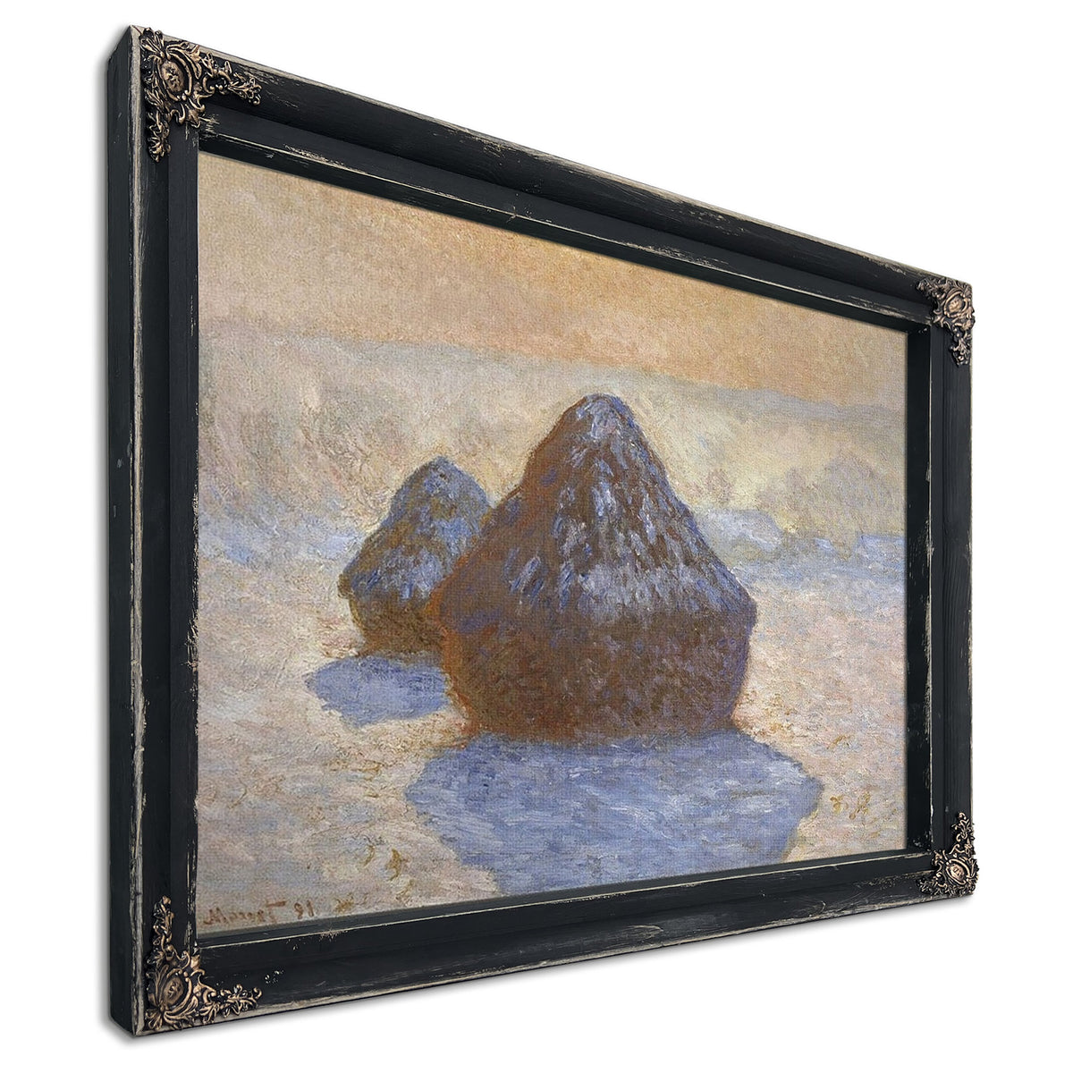 Haystacks Snow Effect By Claude Monet