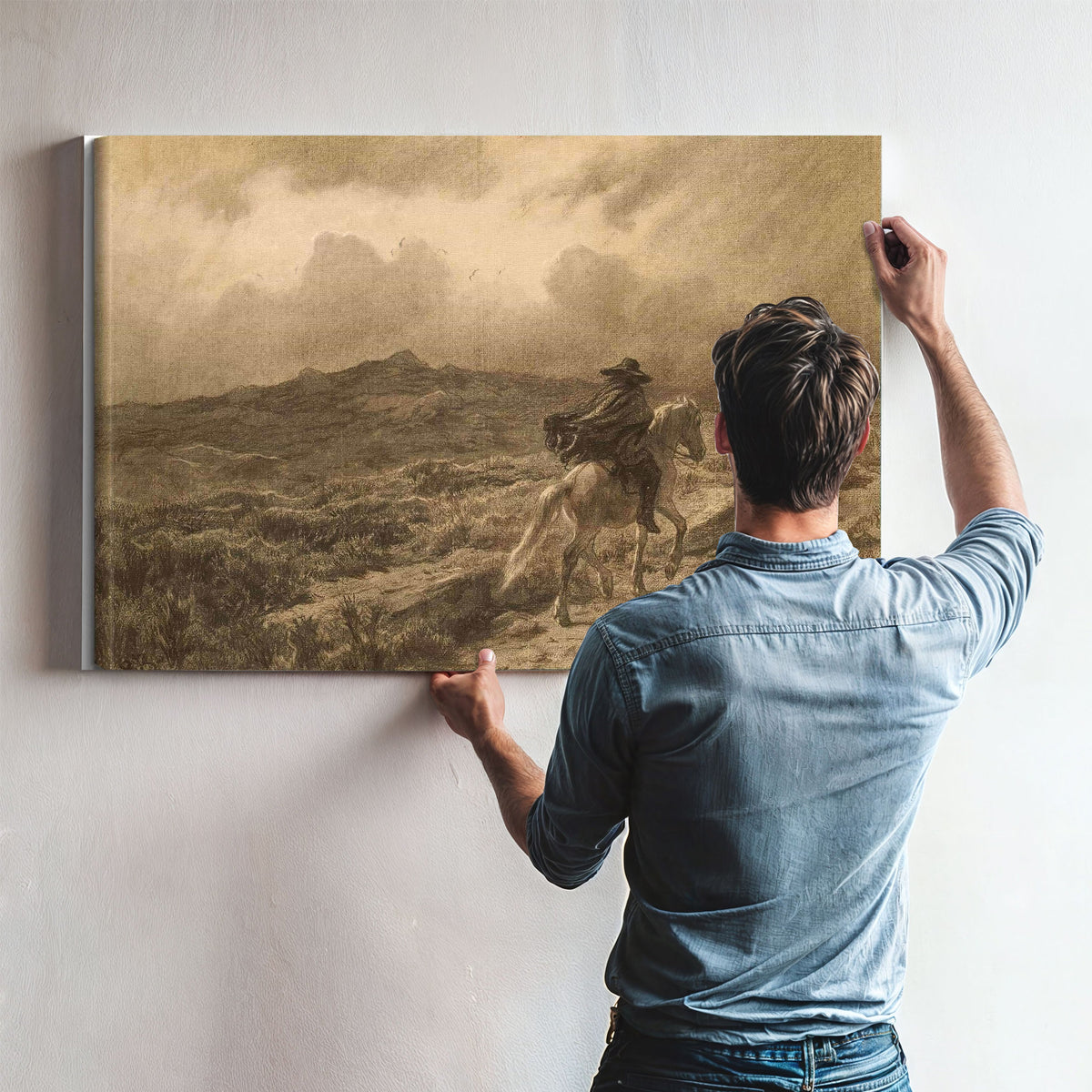 Horse And Rider On The Scottish Highlands The Approaching Storm by Rosa Bonheur