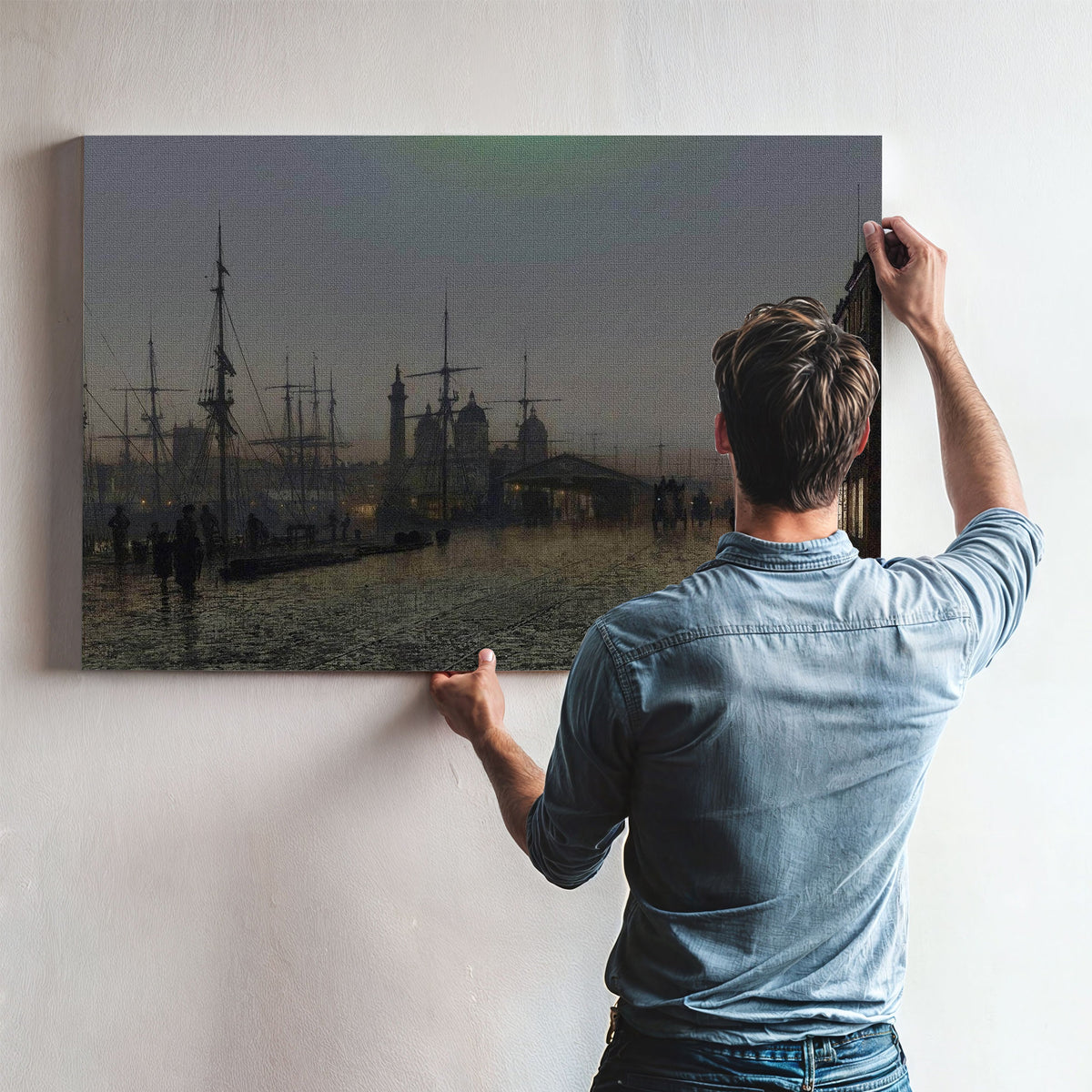 Hull Docks At Night Painting John Atkinson Grimshaw Canvas Art