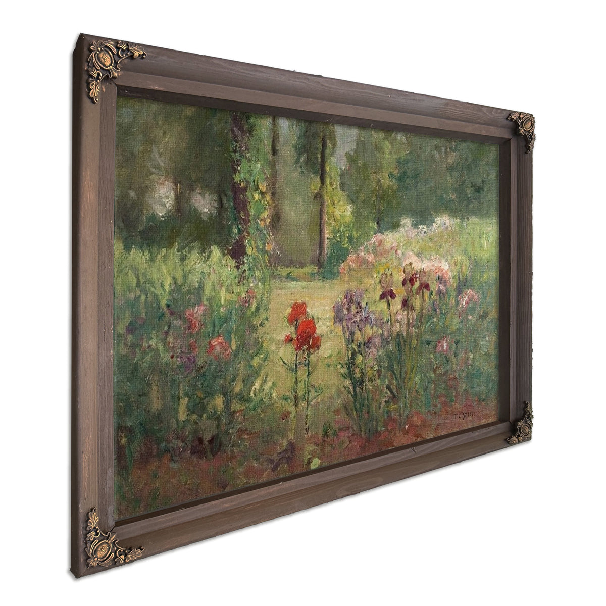 Iris & Trees (In The Flower Garden) By Theodore Clement Steele