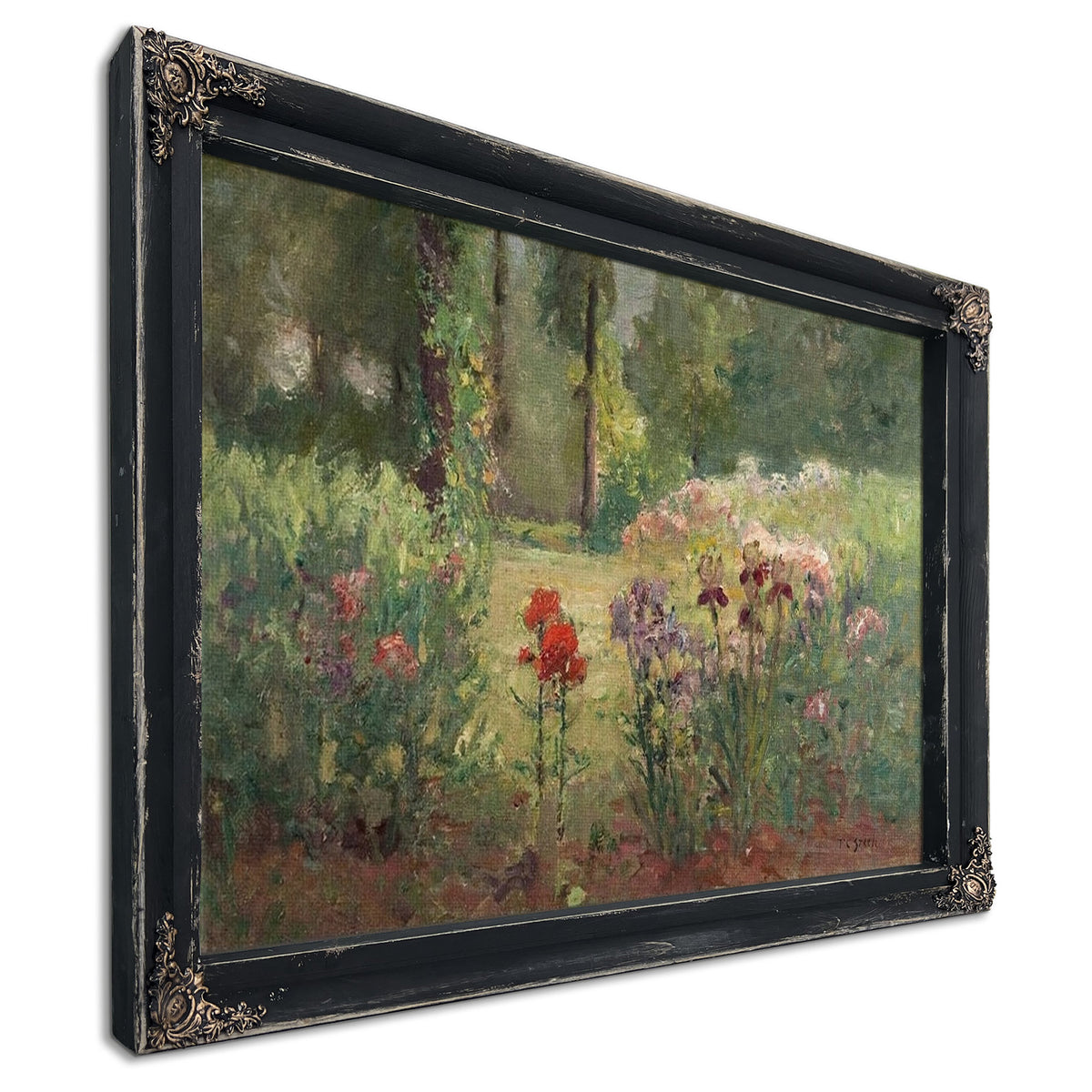 Iris & Trees (In The Flower Garden) By Theodore Clement Steele