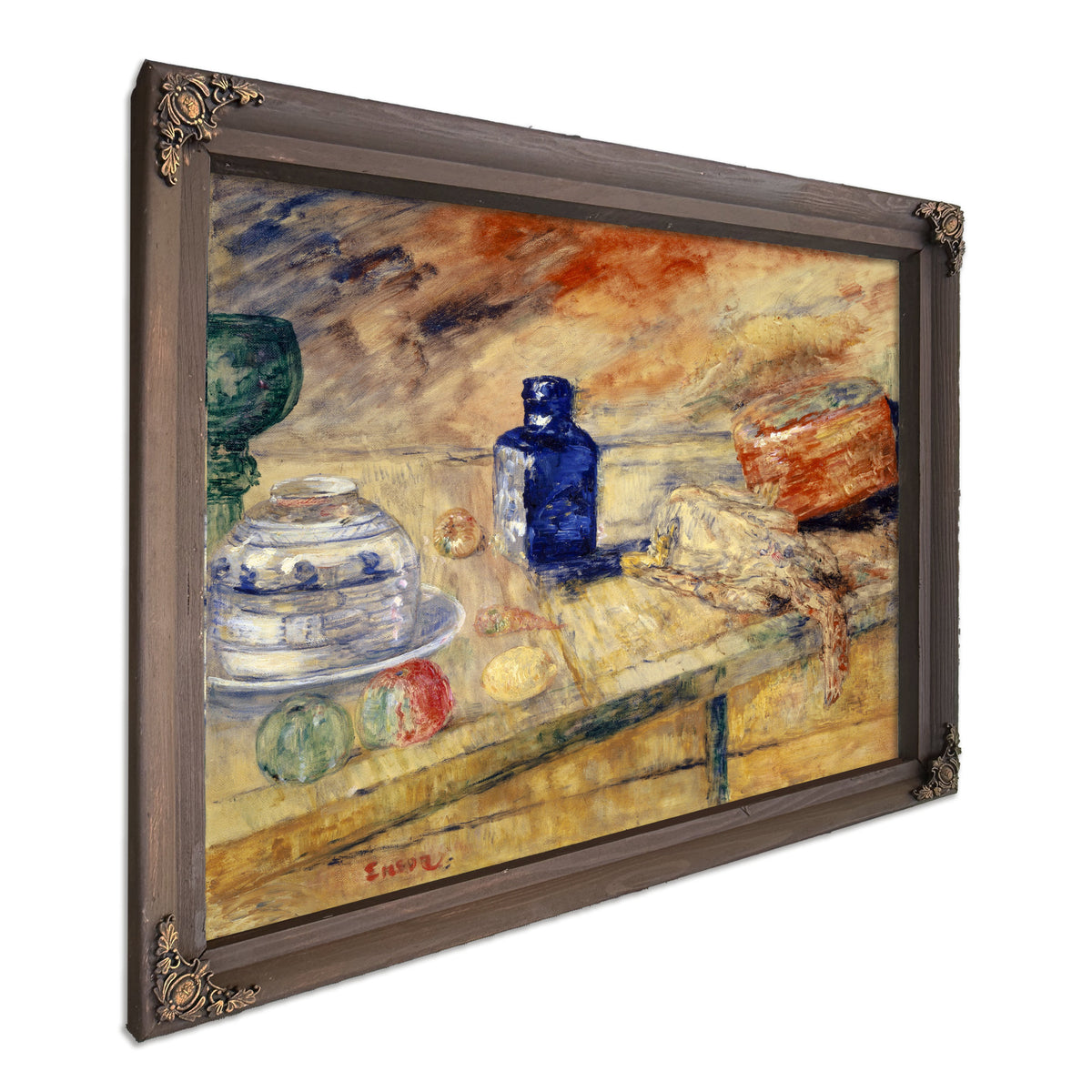 Blue Bottles Chicken Around 1925 By James Ensor