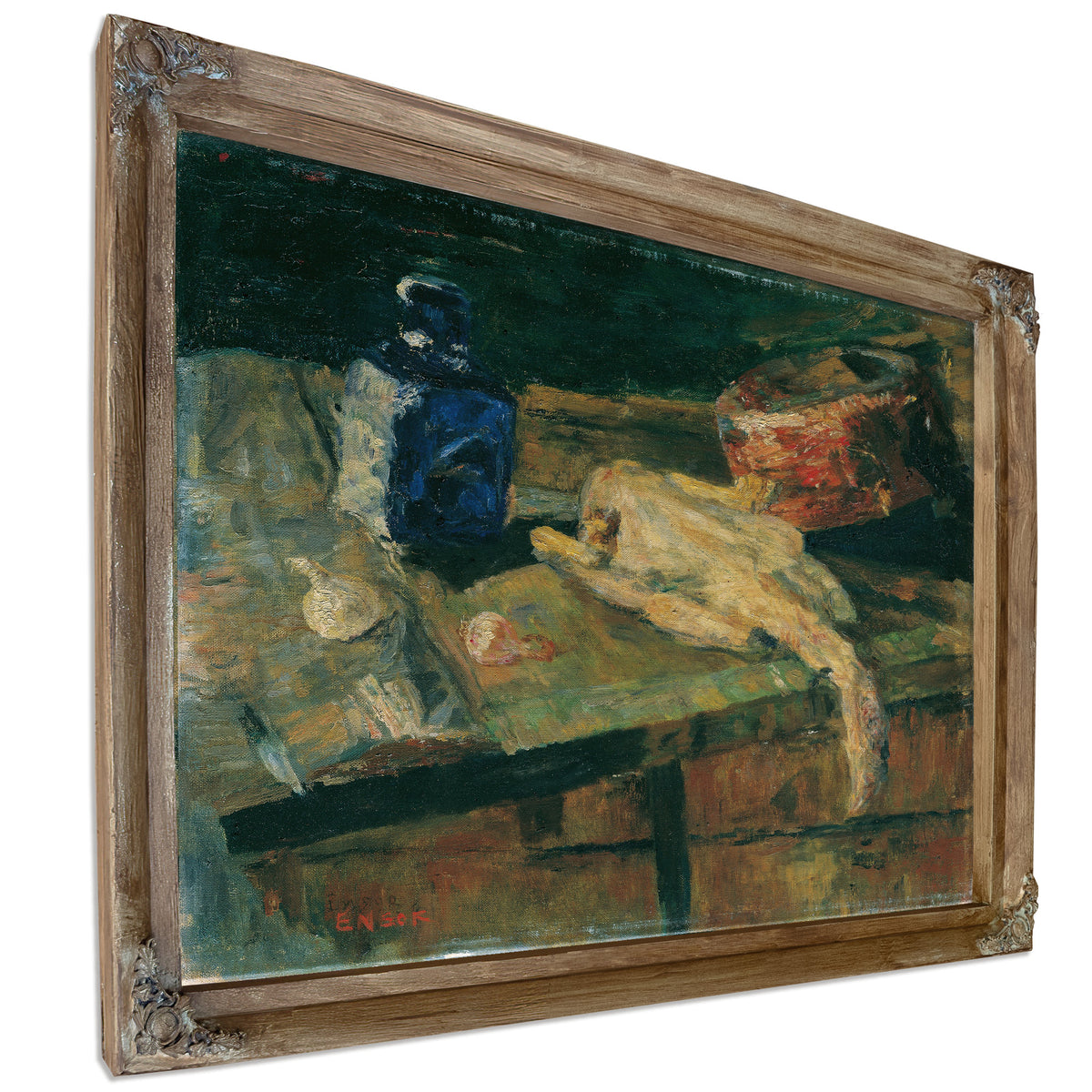 Stillleben Mit Blauer Flasche Und By James Ensor