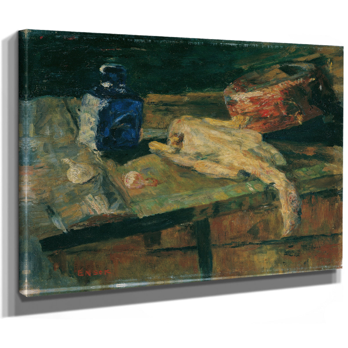 Stillleben Mit Blauer Flasche Und By James Ensor
