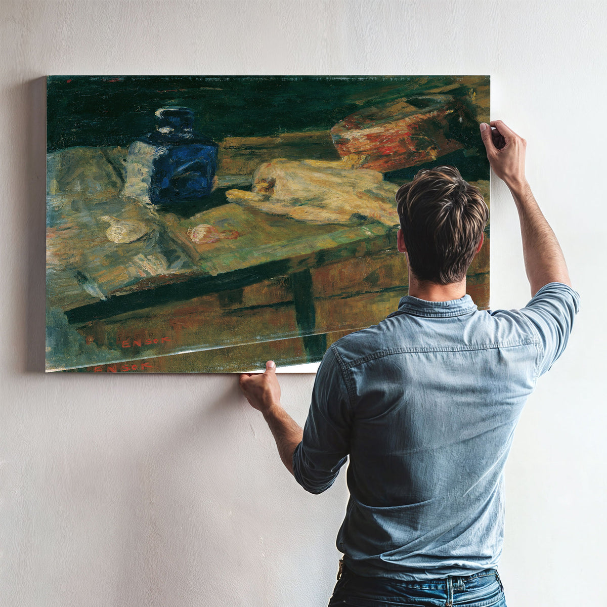 Stillleben Mit Blauer Flasche Und By James Ensor