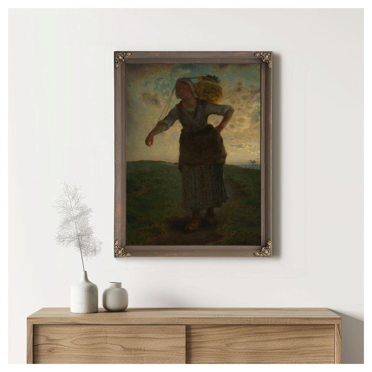 A Norman Milkmaid Greville 1871 By Jean Francois Millet