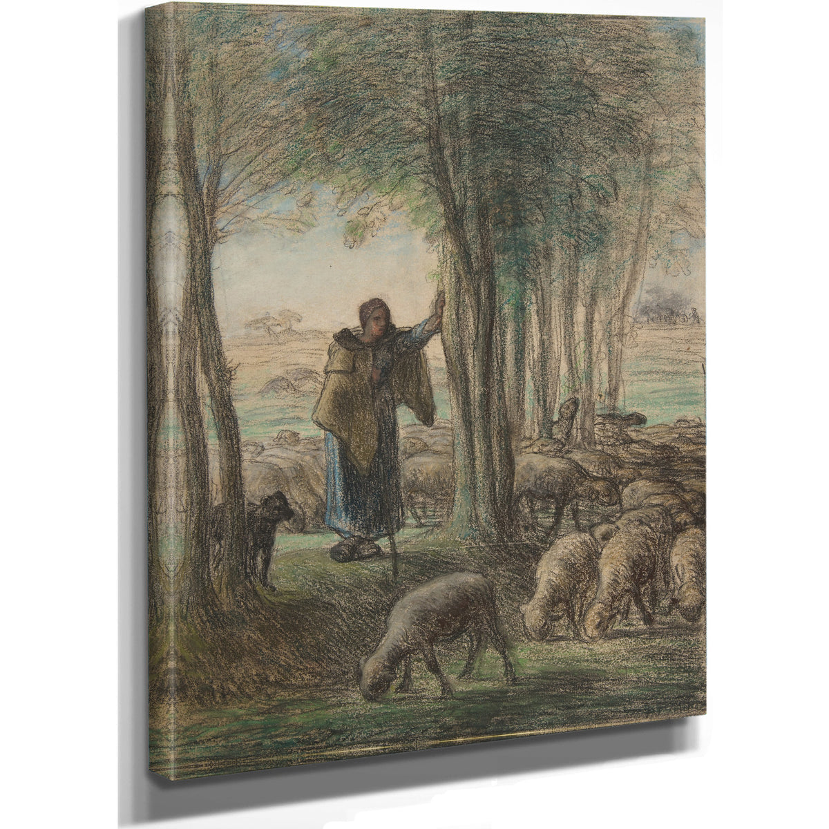A Shepherdess Her Flock the Shade By Jean Francois Millet