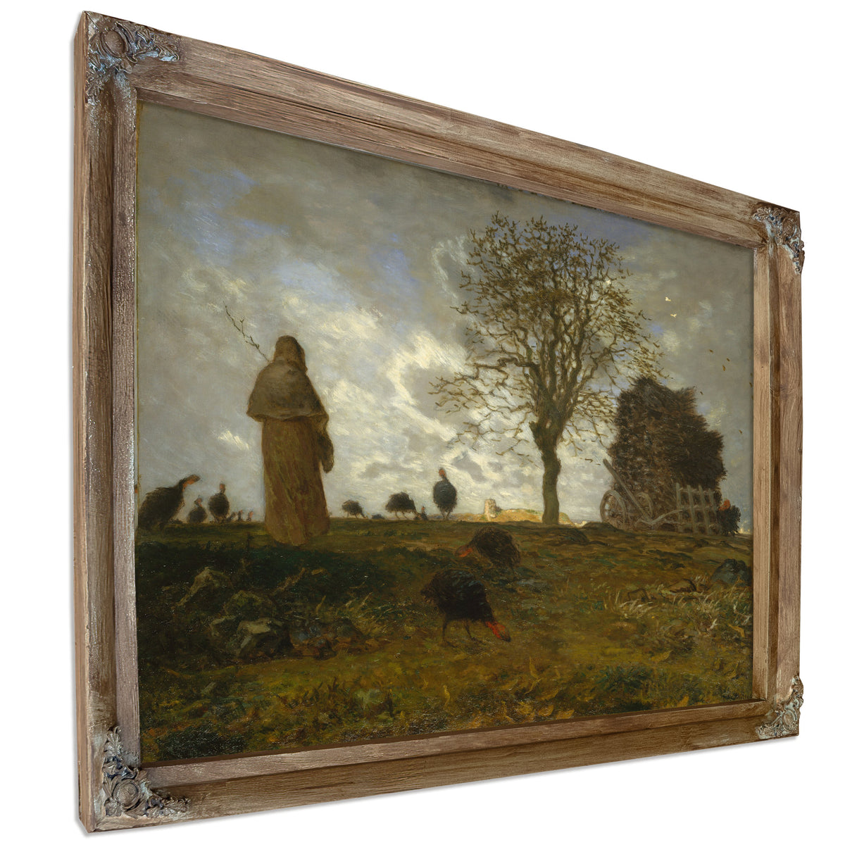 Autumn Landscape a Flock Turkeys By Jean Francois Millet