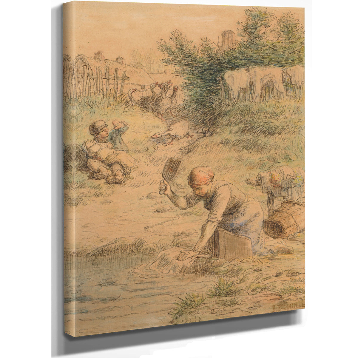 La Lavandiere Ca 1860 By Jean Francois Millet