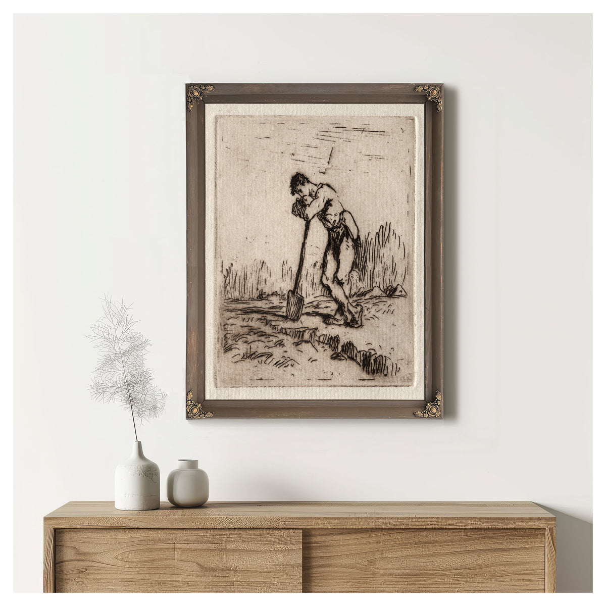 Man Leaning a Spade 1855 56 By Jean Francois Millet