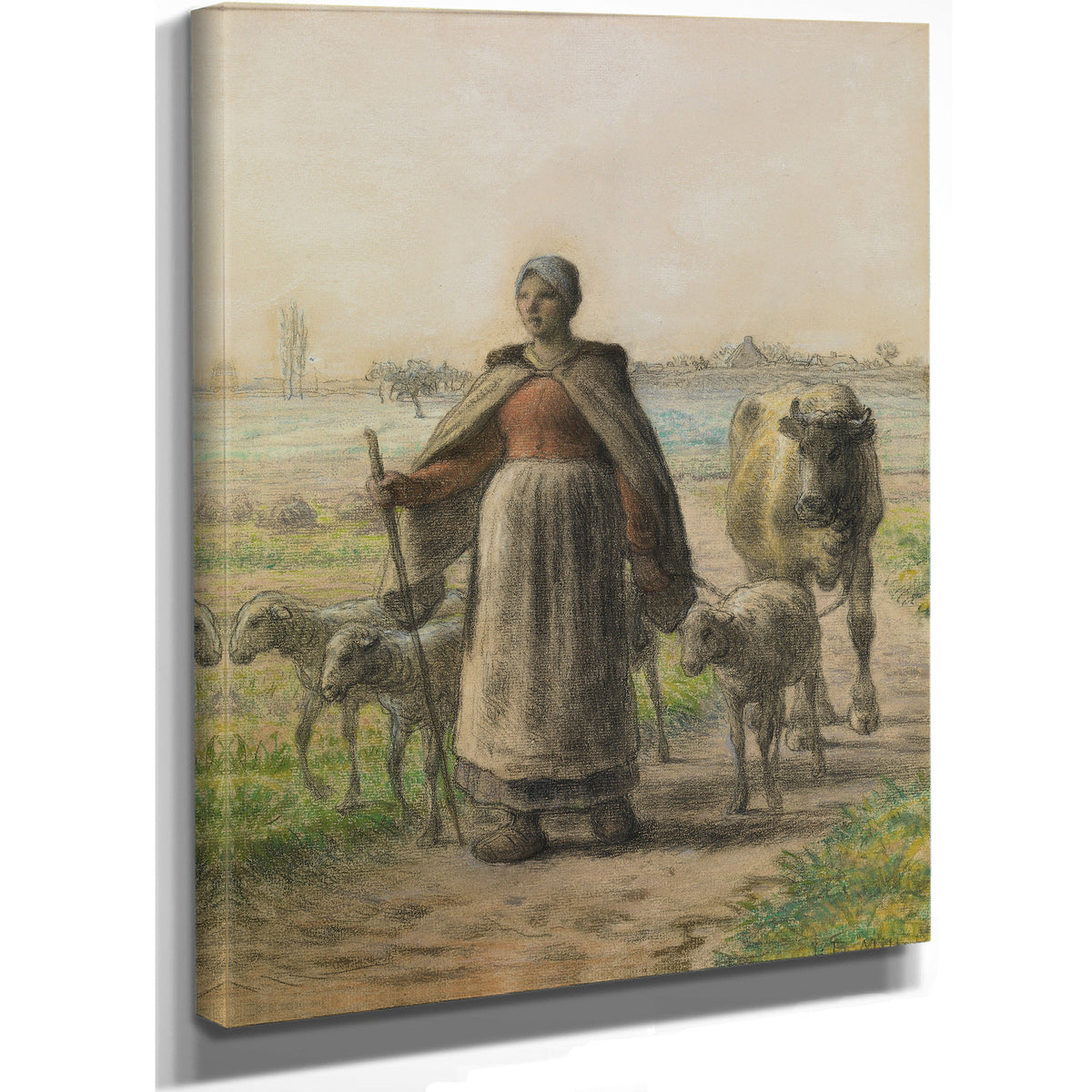 Paysanne Conduisant Aux Champs Sa By Jean Francois Millet