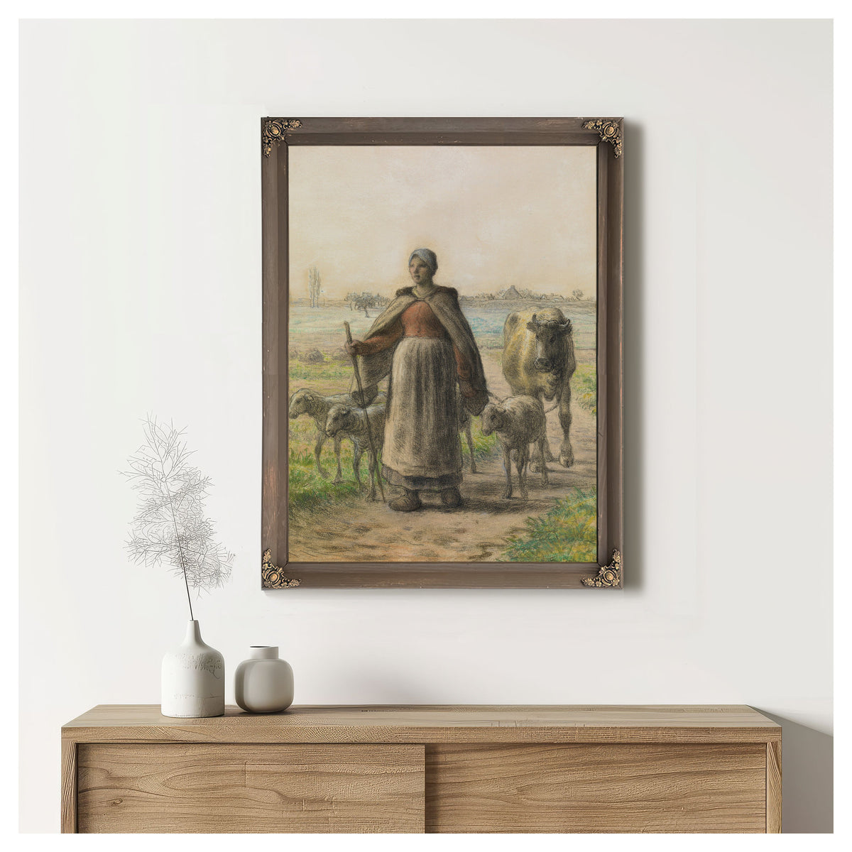 Paysanne Conduisant Aux Champs Sa By Jean Francois Millet
