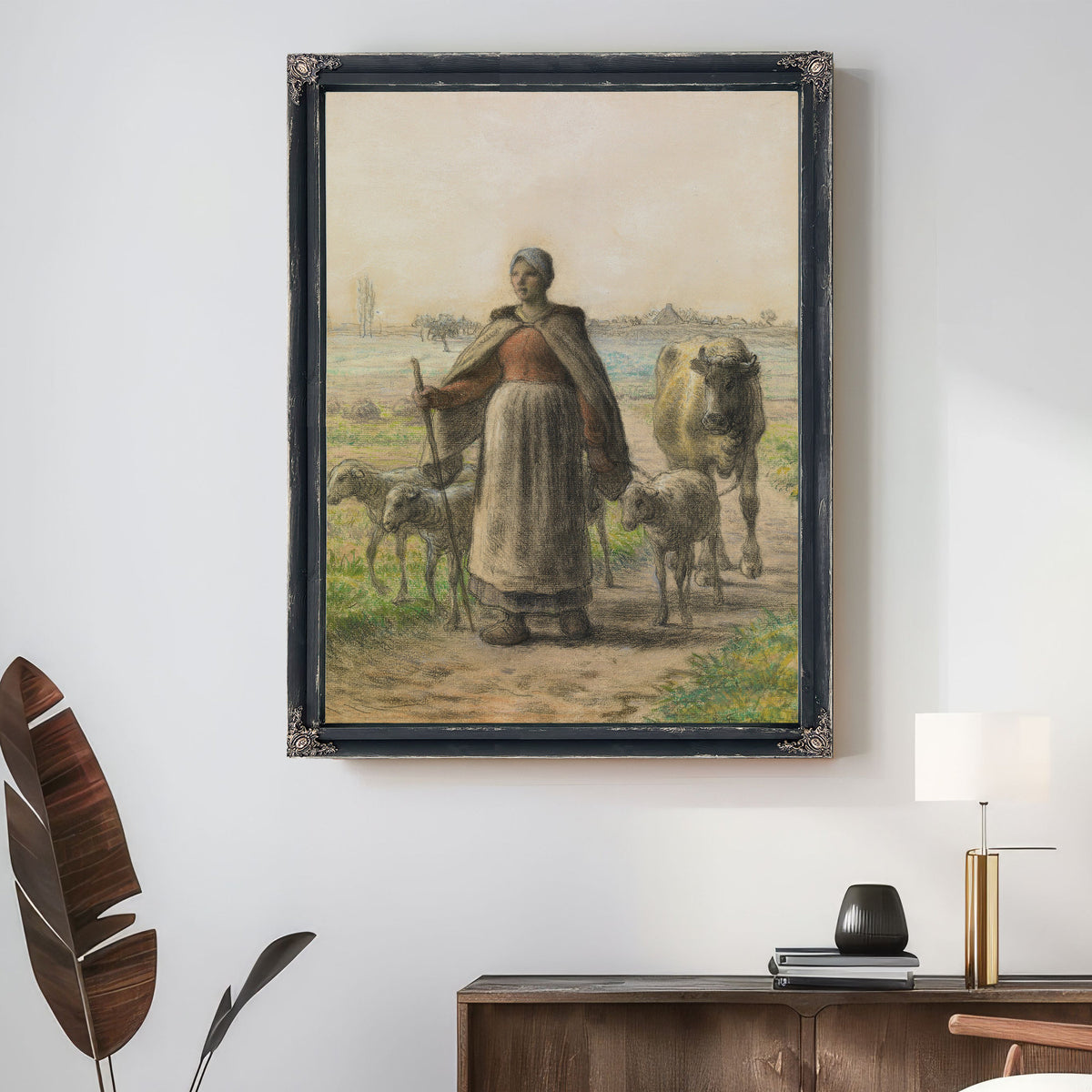 Paysanne Conduisant Aux Champs Sa By Jean Francois Millet