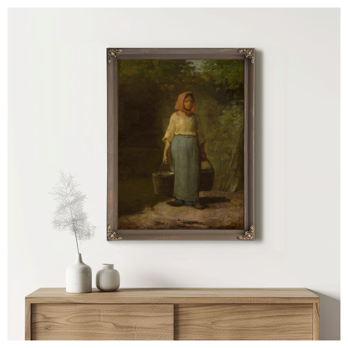 Peasant Girl Returning the Well C 1860 By Jean Francois Millet