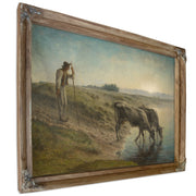 Peasant Watering His Cows the Bank the By Jean Francois Millet
