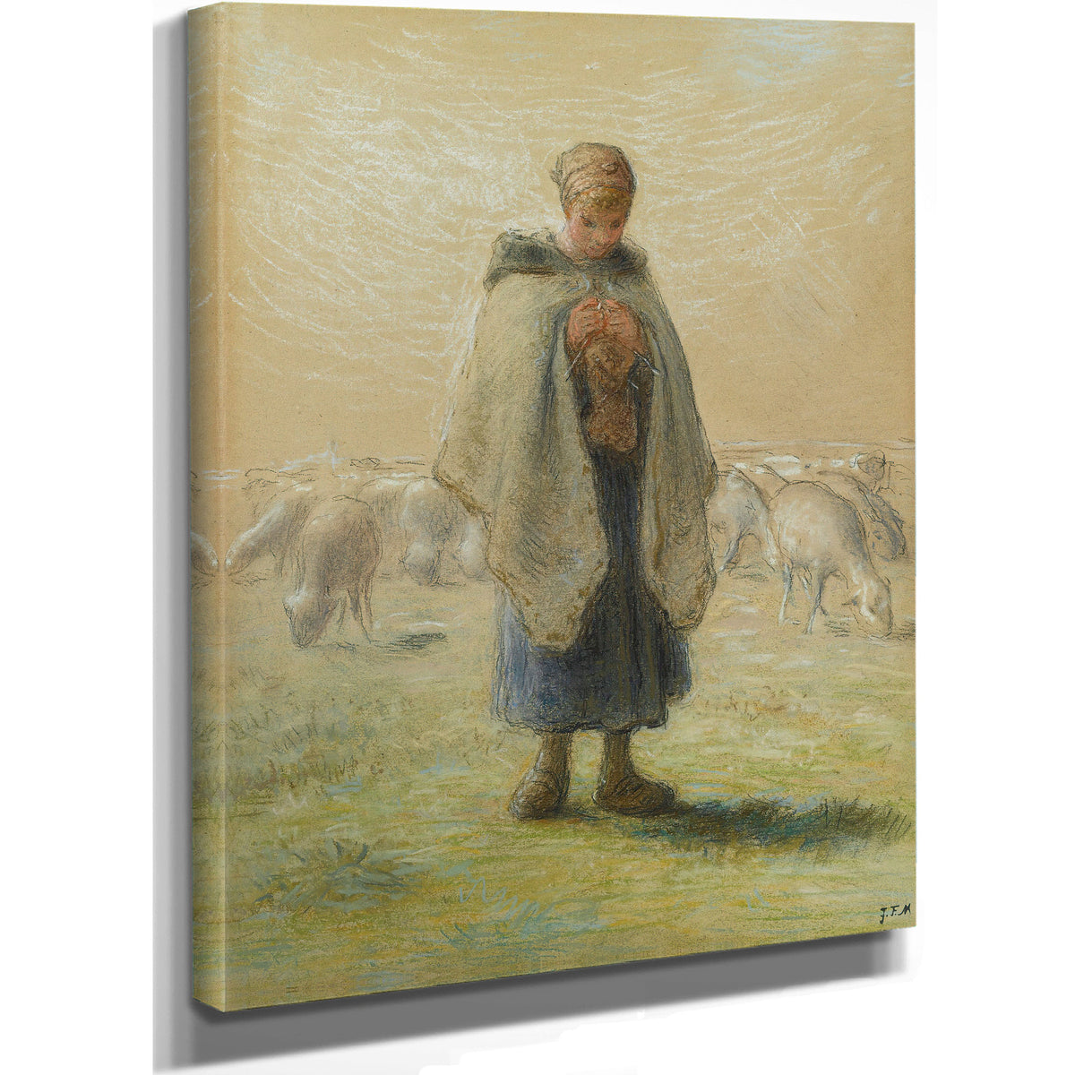 Petite Bergere Tricotant By Jean Francois Millet