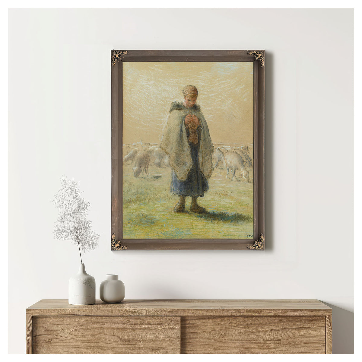 Petite Bergere Tricotant By Jean Francois Millet