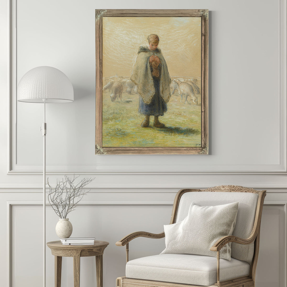 Petite Bergere Tricotant By Jean Francois Millet