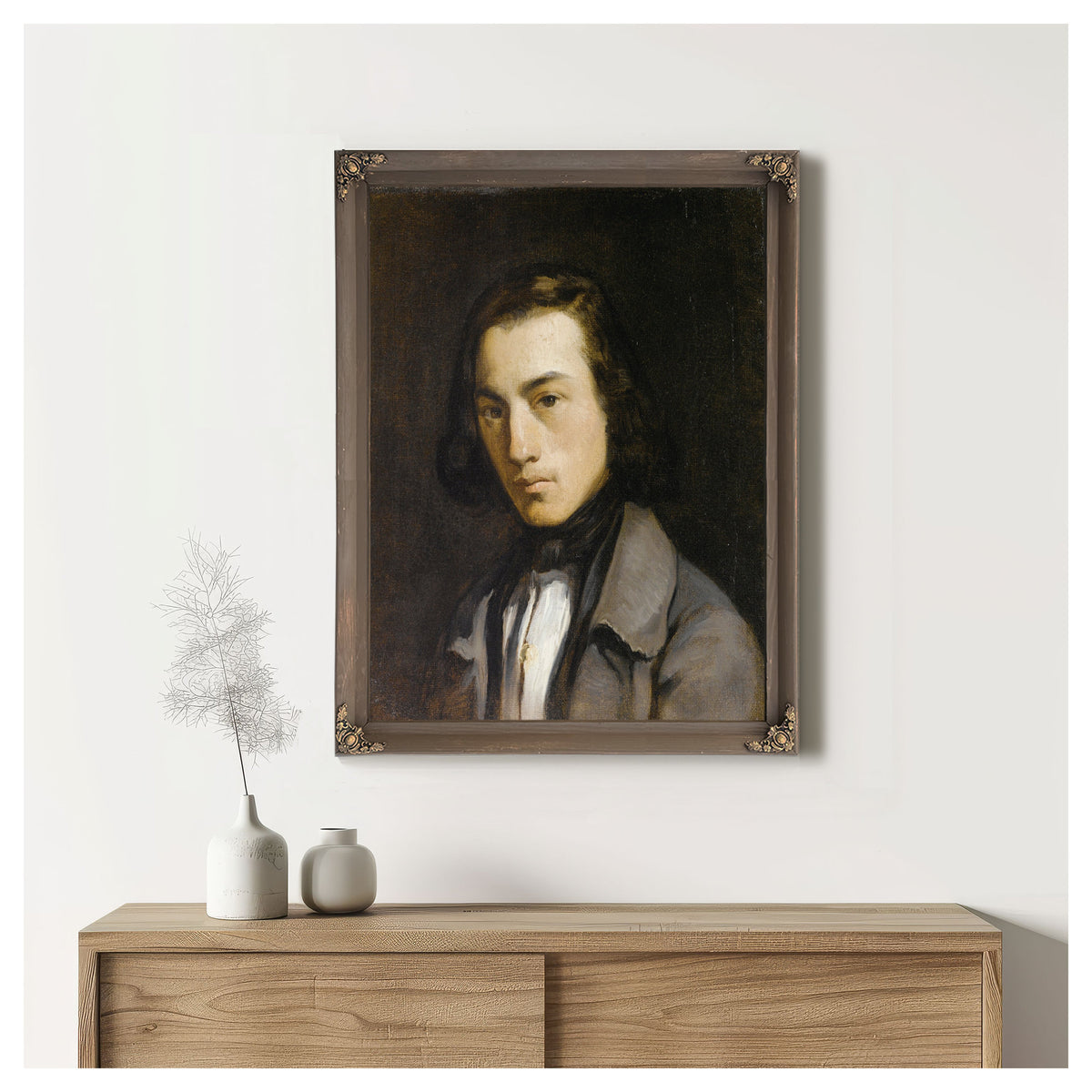Portrait de Jeune Homme Portrait a By Jean Francois Millet