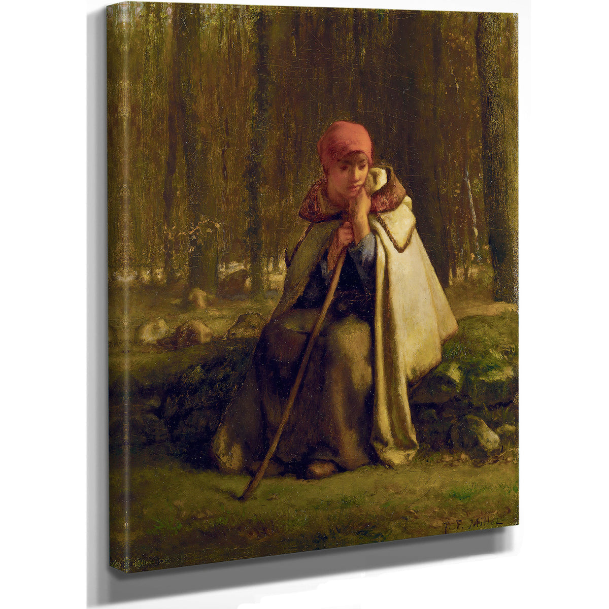 Seated Shepherdess C 1852 By Jean Francois Millet
