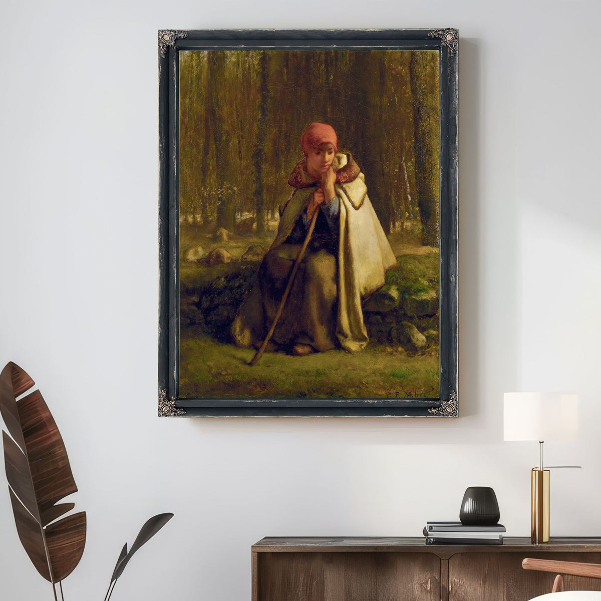 Seated Shepherdess C 1852 By Jean Francois Millet