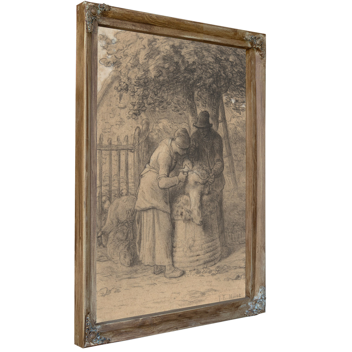 Sheepshearing Beneath Tree Ca 1854 By Jean Francois Millet