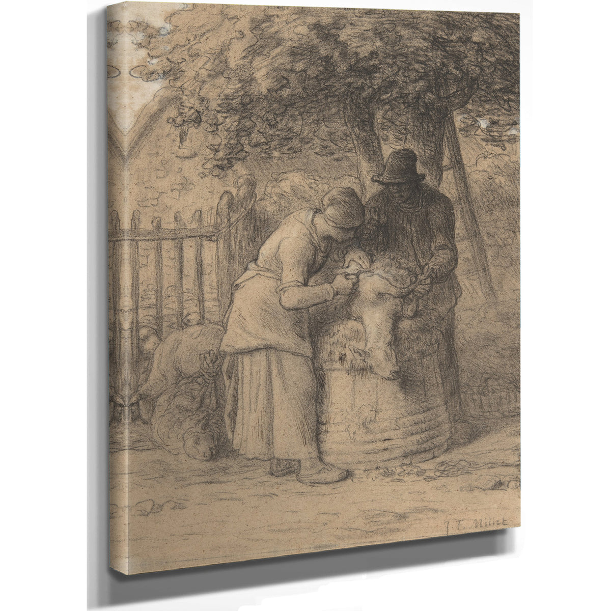 Sheepshearing Beneath Tree Ca 1854 By Jean Francois Millet