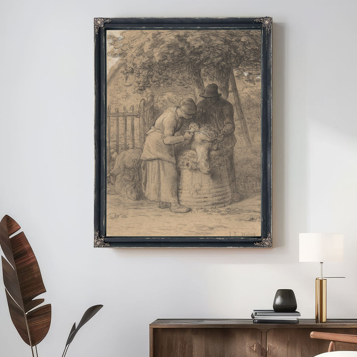 Sheepshearing Beneath Tree Ca 1854 By Jean Francois Millet