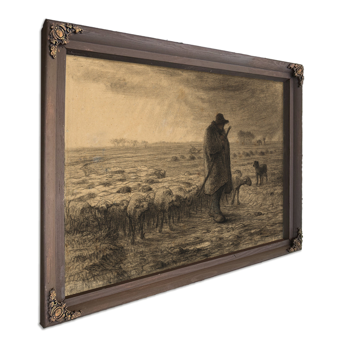Shepherd Returning His Flock C 1860 By Jean Francois Millet