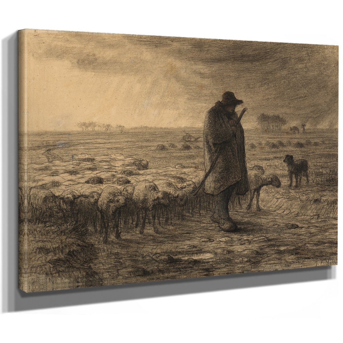 Shepherd Returning His Flock C 1860 By Jean Francois Millet