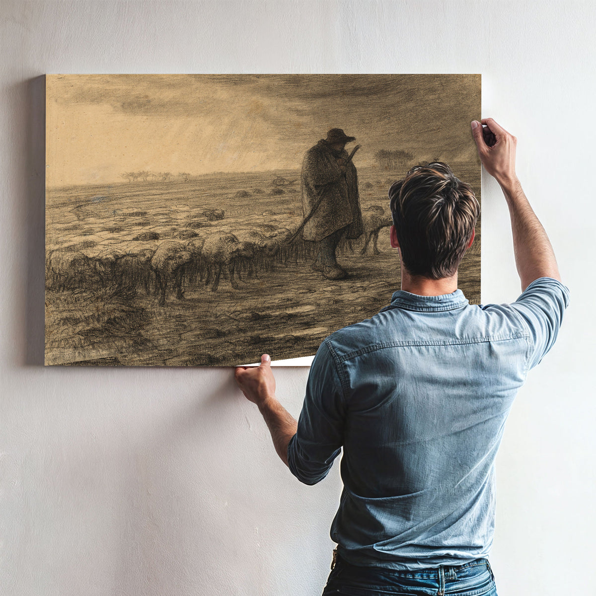 Shepherd Returning His Flock C 1860 By Jean Francois Millet