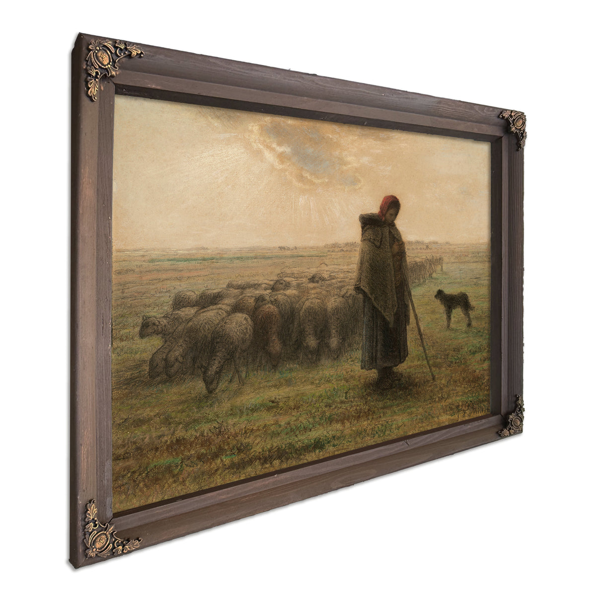 Shepherdess Her Flock About 18641865 By Jean Francois Millet