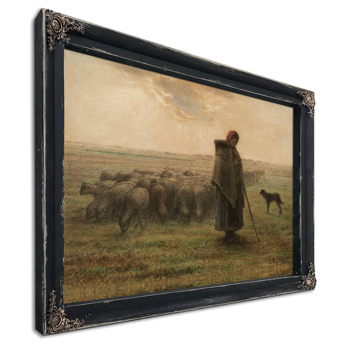 Shepherdess Her Flock About 18641865 By Jean Francois Millet