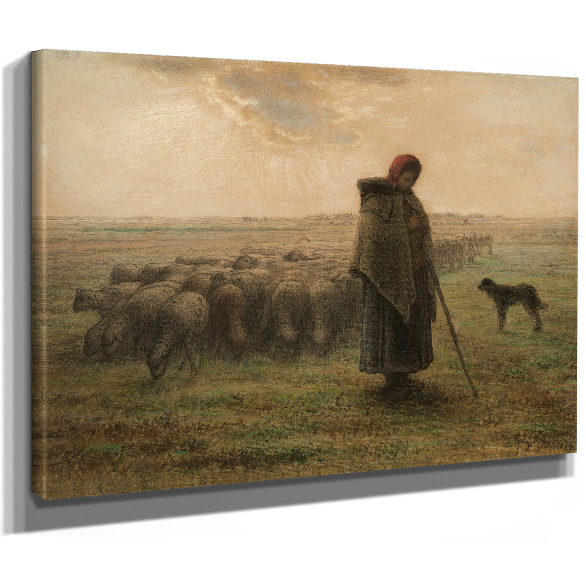 Shepherdess Her Flock About 18641865 By Jean Francois Millet