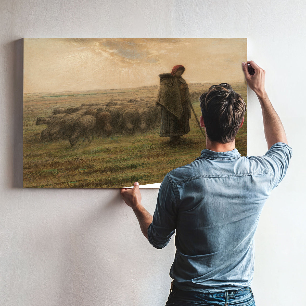 Shepherdess Her Flock About 18641865 By Jean Francois Millet