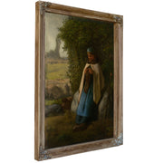 Shepherdess Seated a Rock 1856 By Jean Francois Millet