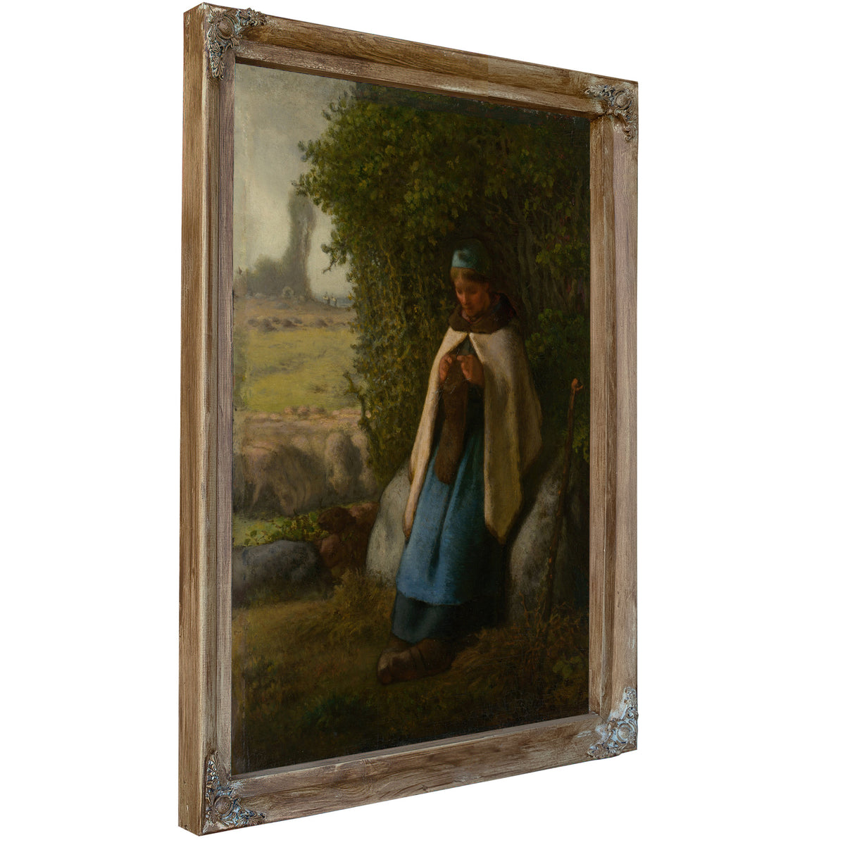 Shepherdess Seated a Rock 1856 By Jean Francois Millet