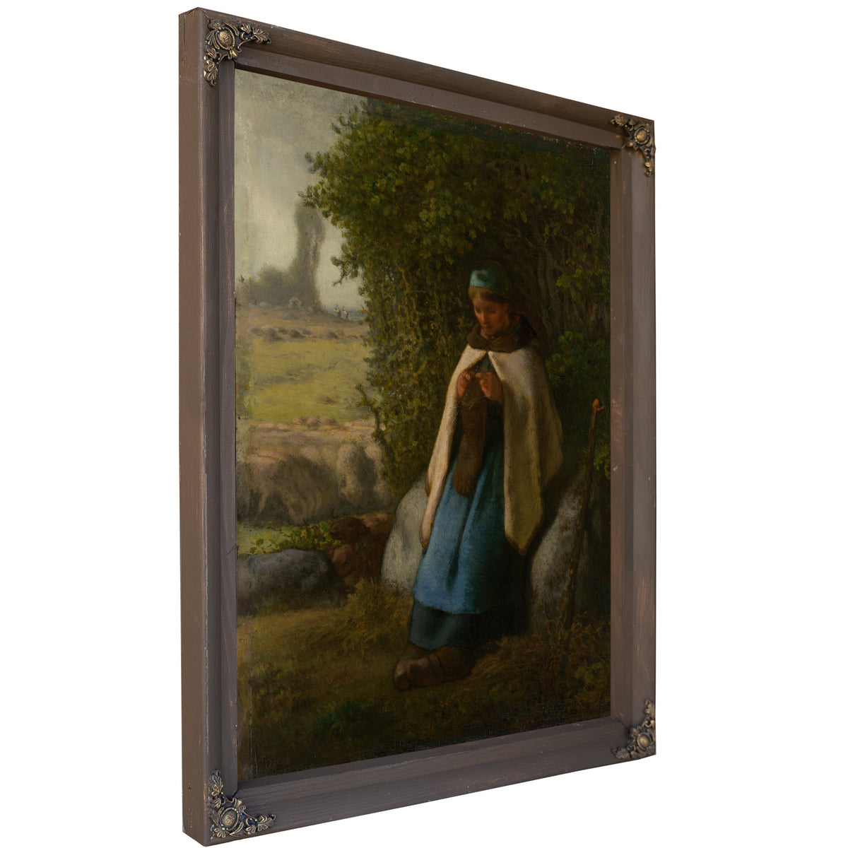 Shepherdess Seated a Rock 1856 By Jean Francois Millet