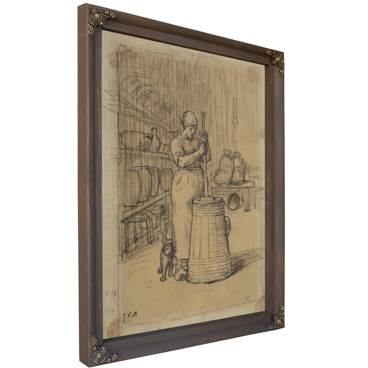 Study Woman Churning Butter 1855 1856 By Jean Francois Millet