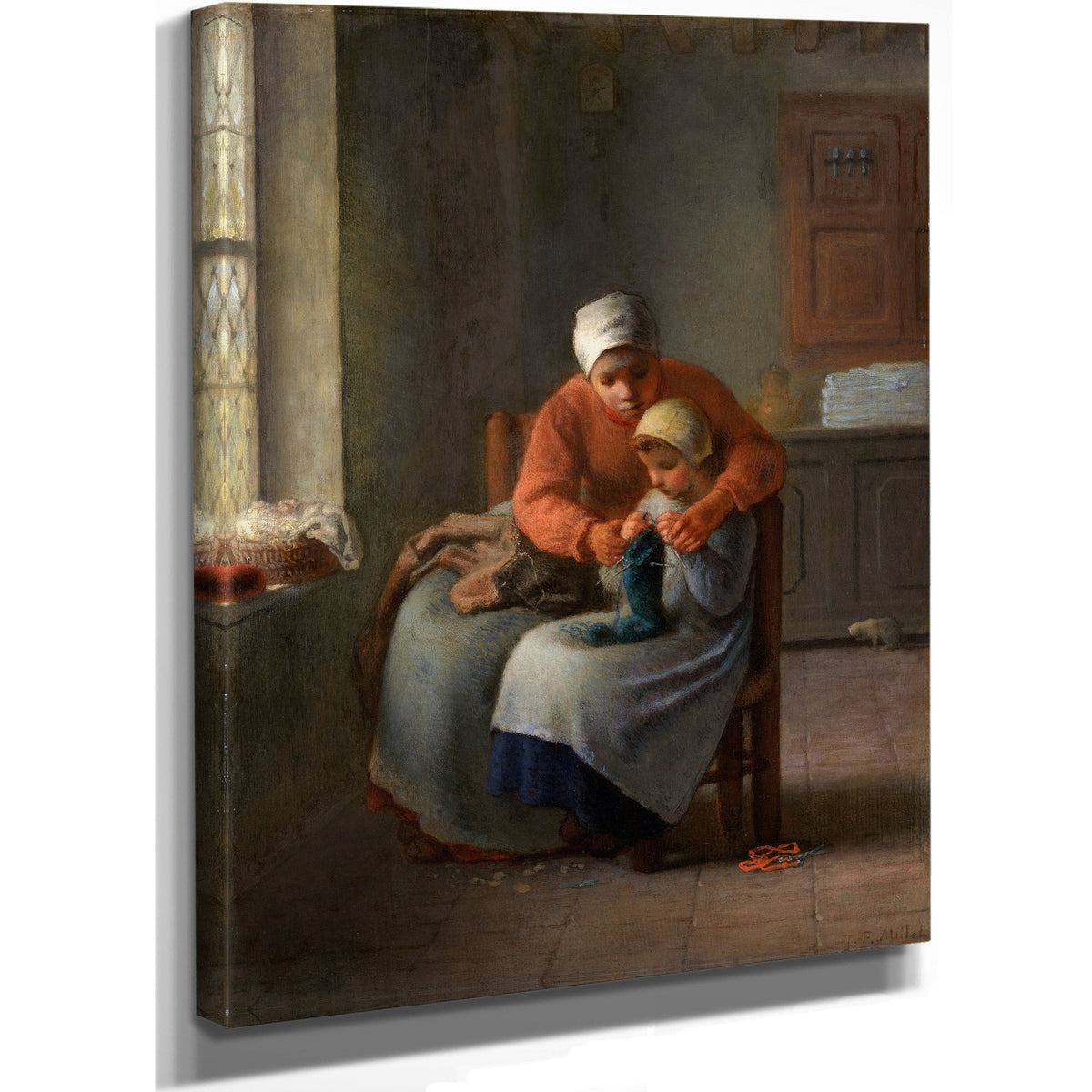 The Knitting Lesson C 1860 By Jean Francois Millet